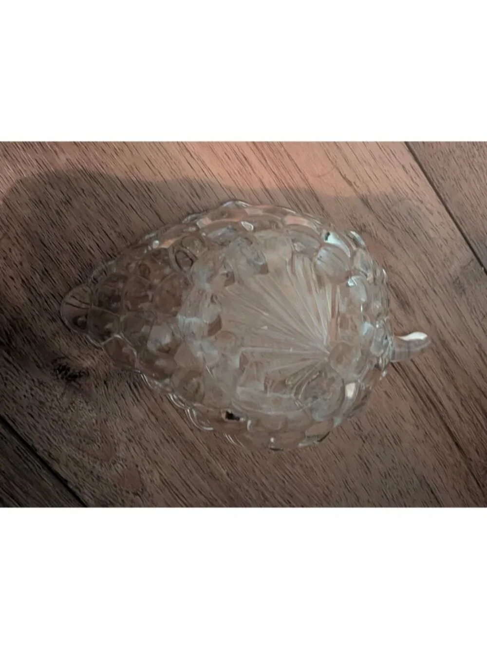 Vintage Clear Glass Grape-Shaped Dish With Textured Surface & Scalloped Edges -